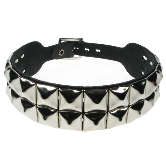 2 Row Pyramid Studded Dog Collar/Neckband